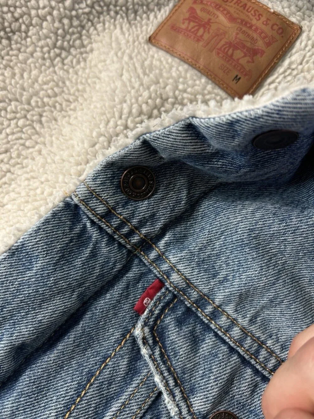 Levi's Type III Sherpa Trucker Jacket Blue Denim Men’s Size M  16365-0044